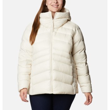 Columbia Autumn Park Down Hooded Plus Size, Chamarras Creme Para Mujer | 490157-ELD